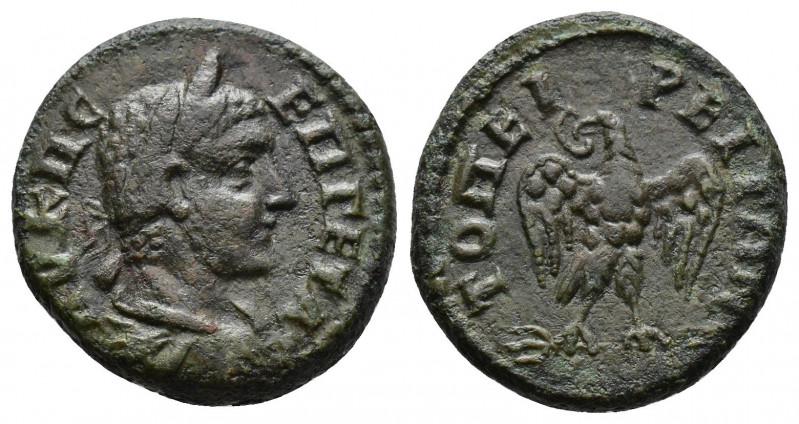 (Bronze.4.23g 18 mm) THRACE. Topirus. Geta (209-211). Ae
laureate bust right
Rev...