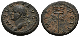 (Bronze, 2.67gr 18mm) VESPASIAN. 69-79 AD. AE Antioch mint. 
 Laureate head left 
Rev. Winged caduceus. 
 RPC II 1989; BMCRE 880