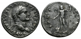 (Silver, 3.24gr 20mm) Vespasian. A.D. 69-79. AR denarius Rome 
laureate head right 
Rev. Jupiter standing left, holding scepter and patera, altar at f...