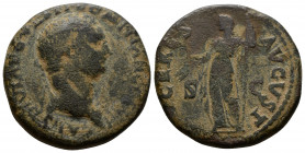 (Bronze, 12.00gr 26mm) Domitian, as Caesar, (69-81 AD). Rome As. 
 Laureate head of Domitian to right. 
Rev.Ceres standing front, head to left, holdin...