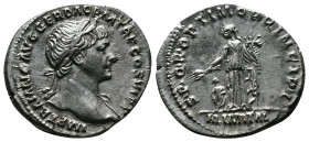(Silver, 3.05gr 21mm) Trajan AD 98-117. Rome Denar AR
Laureate bust right 
Rev. Annona standing facing, head left, with corn ears & cornucopiae, child...