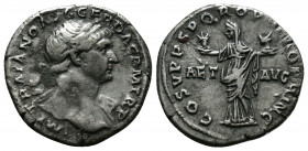(Silver, 3.26 gr 18mm) TRAJAN (98-117). Denarius. Rome
 Laureate bust right, slight drapery on far shoulder. 
Rev. Aeternitas standing facing, head le...