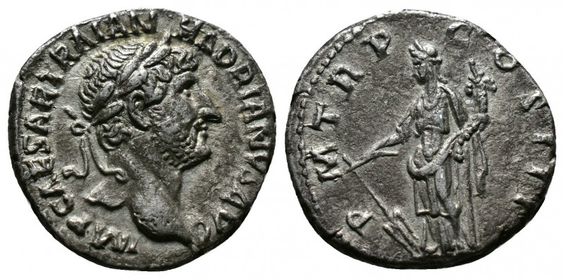 (Silver, 2.88gr 18mm) Hadrian (117-138 AD), AR Denarius. 
Laureate bust right, d...
