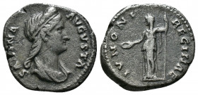 (Silver 2.75gr 19mm) Sabina, Augusta, 128-136/7. Denarius Rome, 126-137. 
 Diademed and draped bust of Sabina to right, her hair in long plait behind ...