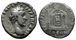 (Bronze, 3.05 gr 16mm) ANTONINUS PIUS. 138-161 AD. AR Denarius Struck 159 AD. 
 laureate head right 
Rev.octastyle temple of Divus Augustus. 
RIC III ...