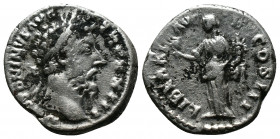 (Silver, 3.64gr 19mm) Marcus Aurelius AD 161-180. Rome Denarius AR 
laureate head right 
Rev.Liberalitas standing left, holding abacus with right and ...