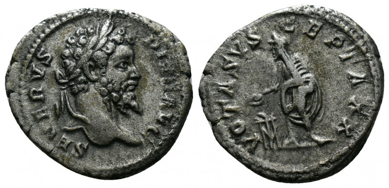 (Silver, 2.67 gr 20mm) Septimius Severus 193-211 AD Denarius, Roma 
 laureate he...