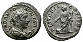 (Silver, 2.80 gr 20mm) Elagabalus (AD 218-222). AR denarius Rome, AD 219.
Laureate, draped, and cuirassed bust of Elagabalus right, seen from behind 
...