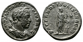 (Silver, 2.65gr 20mm) Elagabalus AR Denarius Elagabalus (218-222 AD). AR Denarius Roma 
Laureate and draped bust right, horned. 
Rev. Elagabalus stand...
