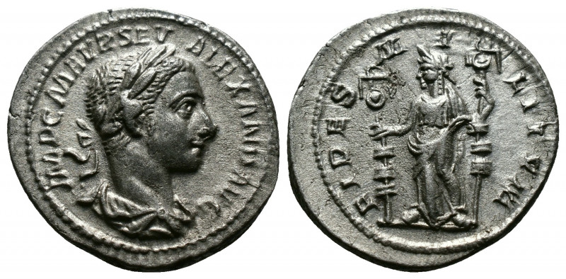 (Silver, 3.10gr 20mm) Severus Alexander, 222-235. Denarius Rome, 225. 
Laureate ...
