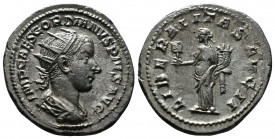 (Bronze, 4.68gr 22mm) Gordian III. A.D. 238-244. AR antoninianus. Rome. 
 radiate, draped and cuirassed bust of Gordian III right 
Rev. Liberalitas st...