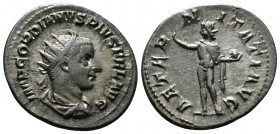 (Silver, 3.70gr 23mm) Gordian III. A.D. 238-244. AR antoninianus Rome, 
Radiate, draped and cuirassed bust of Gordian III right 
Rev. Sol, radiate, st...