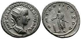 (Silver, 4.01gr 24mm) Gordian III, 238 - 244 AD r Antoninianus, Rome Mint,
 Radiate, draped and cuirassed bust of Gordian right. 
Rev. Gordian standin...