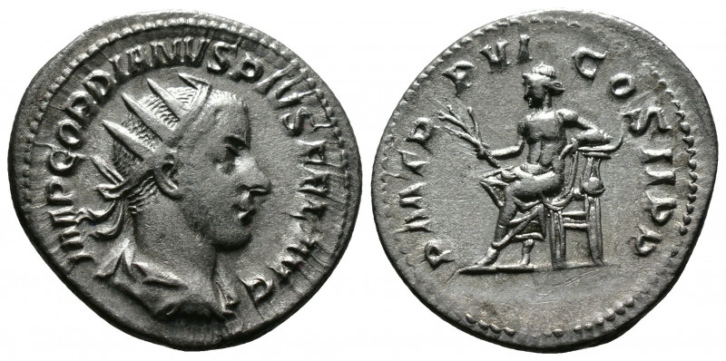 (Silver, 3.87gr 24mm) GORDIAN III. Antoninianus. 243 AD Rome. 
Radiated and drap...