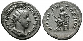 (Silver, 3.87gr 24mm) GORDIAN III. Antoninianus. 243 AD Rome. 
Radiated and draped bust of Gordiano III on the right 
Rev: Apollo seated to the left c...