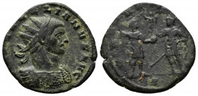 (Bronze, 2.74gr 21mm) Gallienus AD 253-268. Samosata Antoninianus AE 
Radiate, draped and cuirassed bust right 
Rev.Valerian, holding spear and globe,...