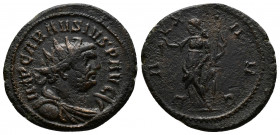 (Bronze 4.23g 22mm) Carausius, A.D. 287-293. Æ Aurelianianus. Uncertain mint . 
Radiate and draped bust of Carausius right. 
Rev. Pax standing left, h...