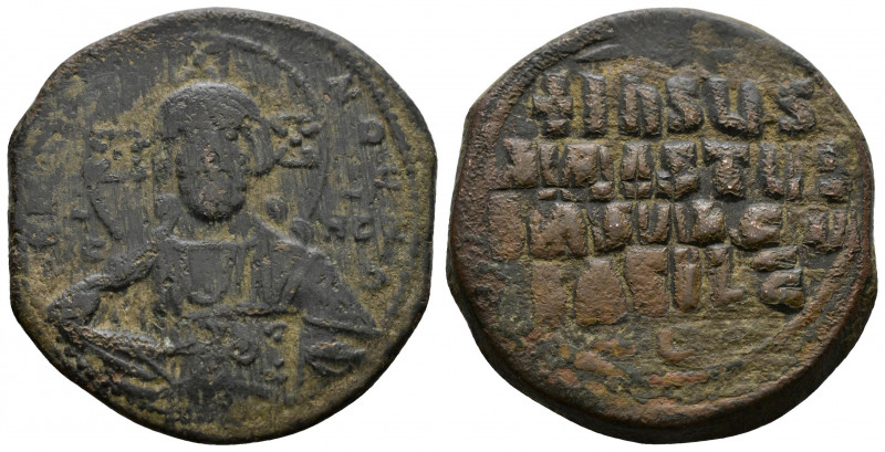 (Bronze, 15.94gr 30mm) Anonymous Folles. temp. Basil II & Constantine VIII, circ...