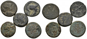 (Bronze, 40.66g) 5 ancients Pıeces. Sold as seen.