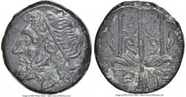 SICILY. Syracuse. Hieron II (ca. 275-215 BC). AE litra (19mm, 8h). NGC Choice XF. Head of Poseidon left, wearing taenia / ΙΕΡΩ-ΝΟΣ / Θ-Φ, trident head...