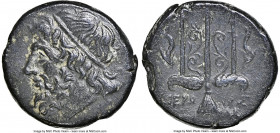 SICILY. Syracuse. Hieron II (ca. 275-215 BC). AE litra (20mm, 10h). NGC Choice XF. Head of Poseidon left, wearing taenia / ΙΕΡΩ-ΝΟΣ / Θ-Φ, trident hea...
