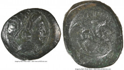 MACEDONIAN KINGDOM. Philip II (359-336 BC). AE unit (20mm, 10h). NGC VF. Uncertain mint in Macedonia. Head of Apollo right, wearing taenia / ΦIΛIΠΠOY,...