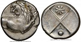 THRACE. Chersonesus. Ca. 4th century BC. AR hemidrachm (11mm, 6h). NGC Choice XF. Persic standard, ca. 480-350 BC. Forepart of lion right, head revert...