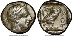 ATTICA. Athens. Ca. 440-404 BC. AR tetradrachm (25mm, 17.16 gm, 4h). NGC Choice AU 5/5 - 4/5. Mid-mass coinage issue. Head of Athena right, wearing ea...