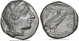 ATTICA. Athens. Ca. 440-404 BC. AR tetradrachm (24mm, 17.18 gm, 9h). NGC Choice AU 5/5 - 3/5. Mid-mass coinage issue. Head of Athena right, wearing ea...