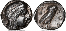 ATTICA. Athens. Ca. 440-404 BC. AR tetradrachm (23mm, 17.18 gm, 9h). NGC AU 5/5 - 4/5. Mid-mass coinage issue. Head of Athena right, wearing earring, ...