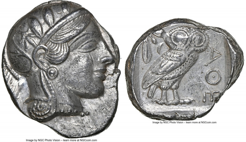ATTICA. Athens. Ca. 440-404 BC. AR tetradrachm (23mm, 17.18 gm, 3h). NGC AU 4/5 ...