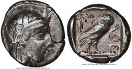 ATTICA. Athens. Ca. 440-404 BC. AR tetradrachm (24mm, 17.11 gm, 3h). NGC XF 5/5 - 3/5. Mid-mass coinage issue. Head of Athena right, wearing earring, ...