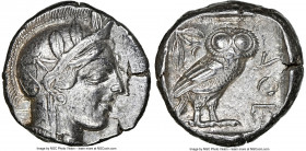 ATTICA. Athens. Ca. 440-404 BC. AR tetradrachm (23mm, 17.15 gm, 7h). NGC XF 5/5 - 3/5. Mid-mass coinage issue. Head of Athena right, wearing earring, ...