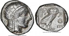 ATTICA. Athens. Ca. 440-404 BC. AR tetradrachm (23mm, 17.16 gm, 9h). NGC XF 4/5 - 4/5. Mid-mass coinage issue. Head of Athena right, wearing earring, ...