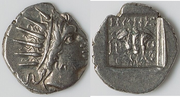 CARIAN ISLANDS. Rhodes. Ca. 88-84 BC. AR drachm (16mm, 2.28gm, 11h). Choice XF, ...