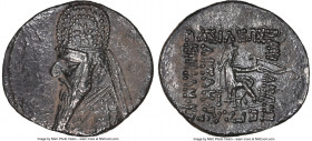 PARTHIAN KINGDOM. Mithradates II (ca. 121-91 BC). AR drachm (20mm, 11h). NGC Choice XF. Rhagae, ca. 96/5-93/2 BC. Bust left, wearing tiara with ear fl...