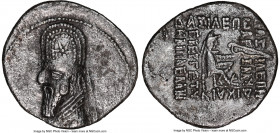 PARTHIAN KINGDOM. Gotarzes I (ca. 91-87 BC). AR drachm (20mm, 12h). NGC Choice VF. Rhagae. Diademed bust left, wearing tiara with lateral star and tor...
