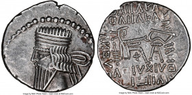PARTHIAN KINGDOM. Pacorus I (ca. AD 78-120). AR drachm (18mm, 1h). NGC Choice XF, scratches. Ecbatana. Bust of Pacorus left with long pointed beard, w...