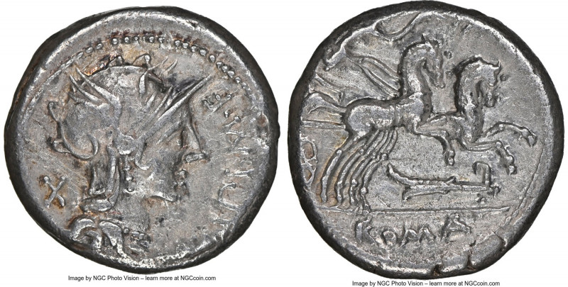 M. Cipius M. f. (ca. 115-114 BC). AR denarius (16mm, 3.76 gm, 9h). NGC Choice VF...