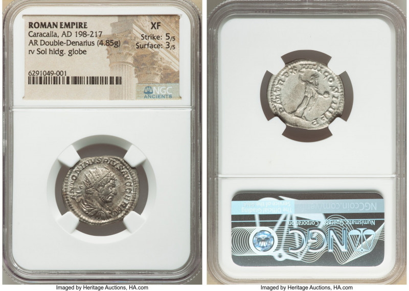 Caracalla (AD 198-217). AR antoninianus (22mm, 4.85 gm, 7h). NGC XF 5/5 - 3/5. R...