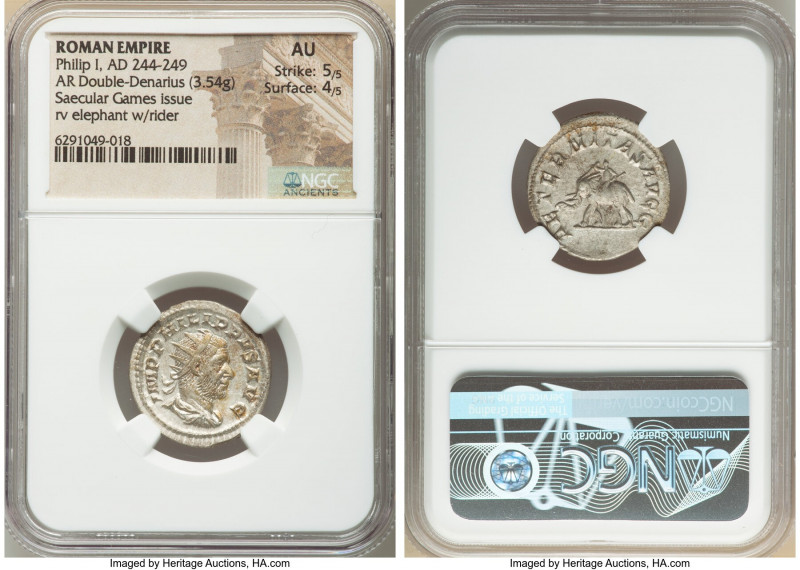 Philip I (AD 244-249). AR antoninianus (21mm, 3.54 gm, 6h). NGC AU 5/5 - 4/5. Ro...