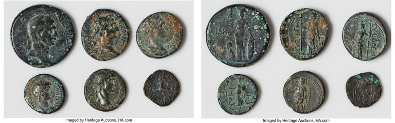 ANCIENT LOTS. Roman Provincial. Lot of six (6) AE issues. Fine, bronze disease. ...