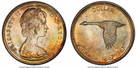 Elizabeth II Dollar 1967 MS66 PCGS, Royal Canadian mint, KM70. Whirling luster and displaying golden brown toning with seafoam and cinnamon accents. 
...
