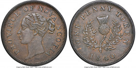 Nova Scotia. Victoria "Thistle" Penny Token 1840 AU53 Brown NGC, Br-873, NS-2C3. Coin alignment. 

HID09801242017

© 2022 Heritage Auctions | All Righ...