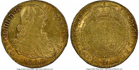 Charles IV gold 8 Escudos 1808 NR-JJ AU Details (Cleaned) NGC, Nuevo Reino mint, KM62.1. "CAROL IIII D.G" legend. Last year of reign for Charles IV. 
...