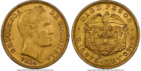 Republic gold 10 Pesos 1924-B MS61 NGC, Bogota mint, KM202. AGW 0.4710 oz. 

HID09801242017

© 2022 Heritage Auctions | All Rights Reserved