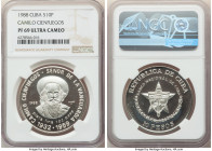Republic Proof "Camilo Cienfuegos" 10 Pesos (1 oz) 1988 PR69 Ultra Cameo NGC, Havana mint, KM229. Themes of the Cuban Revolution series. 

HID09801242...
