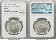 Bavaria. Otto "90th Birthday of Prince Regent Lutipold" 3 Mark 1911-D MS63 NGC, Munich mint, KM998, J-49. 

HID09801242017

© 2022 Heritage Auctions |...