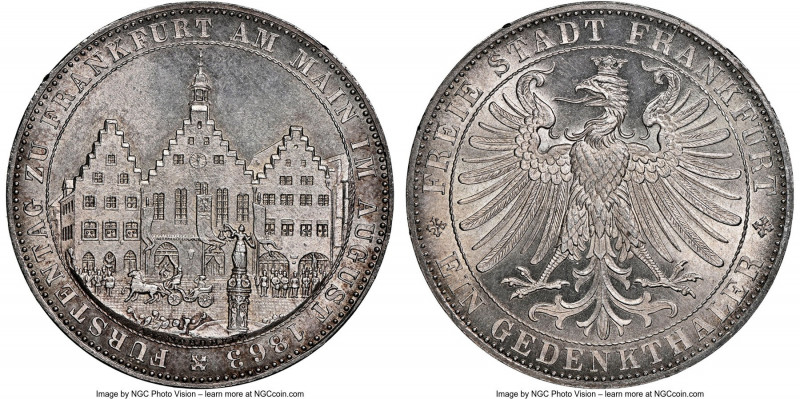 Frankfurt. Free City "Assembly of Princes" Taler 1863 MS65 NGC, KM370. Mintage: ...