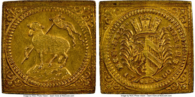 Nürnberg. Free City gold 1/2 Ducat 1700-GFN MS62 NGC, KM256, Fr-1888. Attractive...